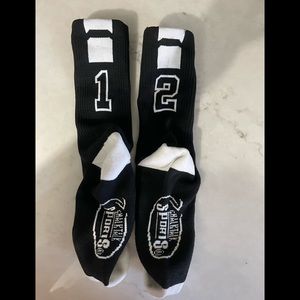 Chalktalk Sports Team Number Woven Mid Calf Socks #12 or #21 NWOT Black/White